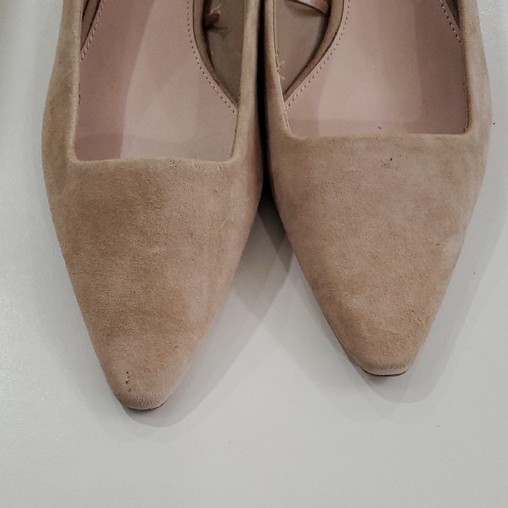 Zara Tan Flats Sleek Minimalist Design Sz 8 - Picture 2 of 14
